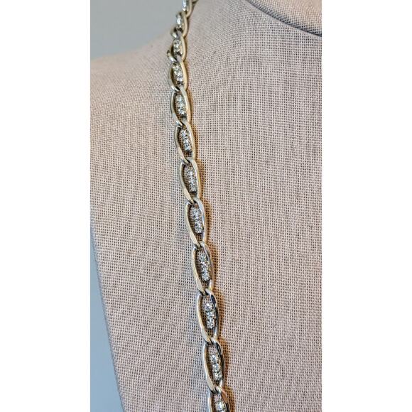 Triple Austrian Crystals Set in Silver Plated Chain Necklace & Matching Bracelet - Picture 8 of 16